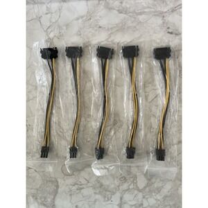 (5-pack) 15pin SATA Power to 6pin PCI-e PCI Express Adapter Cable Video Card 5X